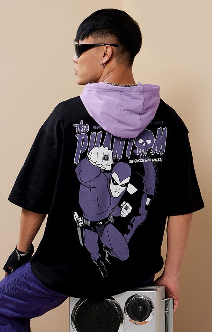 Men's Phantom: Ghost That Walks Black Printed Hoodies