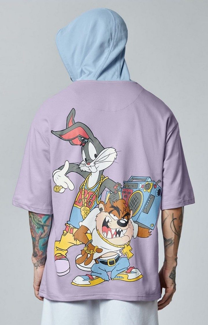 Men's Looney Tunes: Jammin Purple Graphic Printed Hoodies