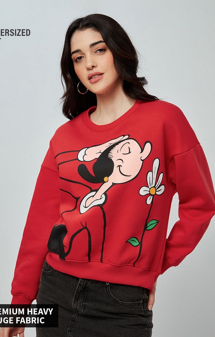 The Souled Store | Women's Popeye: Flower Power Women's Oversized Sweatshirts
