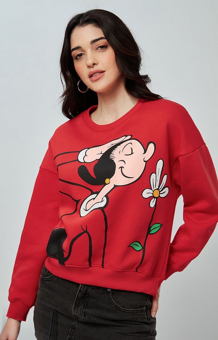 Women's Popeye: Flower Power Women's Oversized Sweatshirts