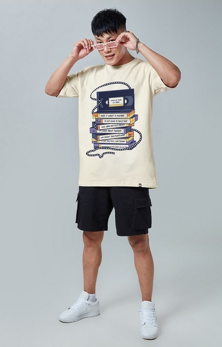 Men's Brooklyn Nine-Nine: Title Of Your Beige Printed Oversized T-Shirt