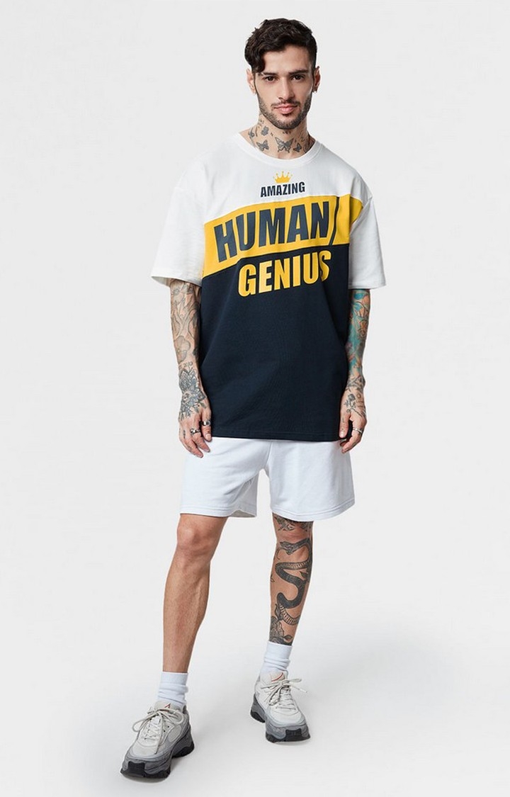 Men's Brooklyn Nine-Nine: Human Genius Blue & White Oversized T-Shirt