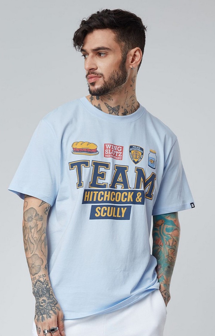 The Souled Store | Men's Brooklyn Nine-Nine: Hitchcock & Scully Blue Printed Oversized T-Shirt