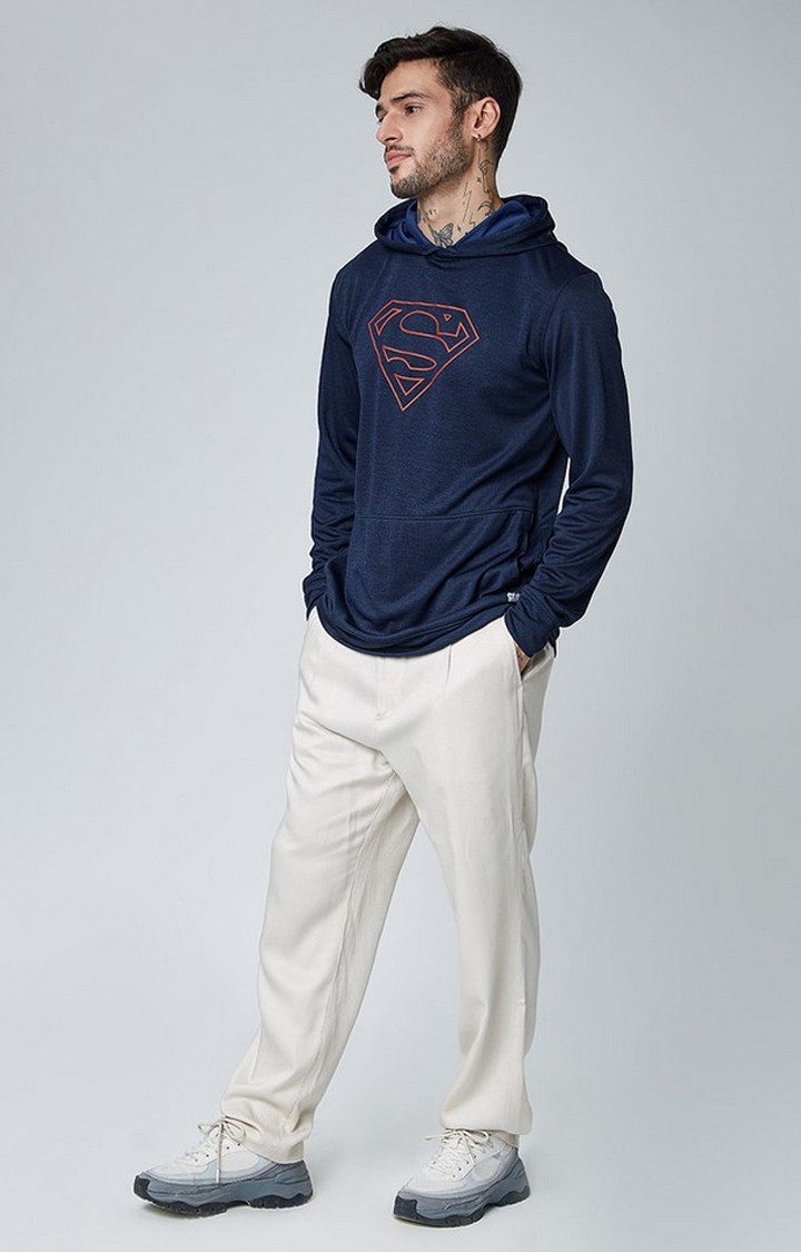 Men's DC: Superman Blue Printed Hoodies