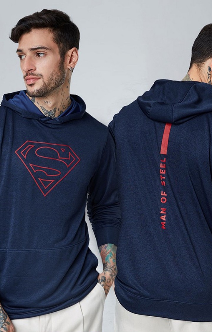The Souled Store | Men's DC: Superman Blue Printed Hoodies