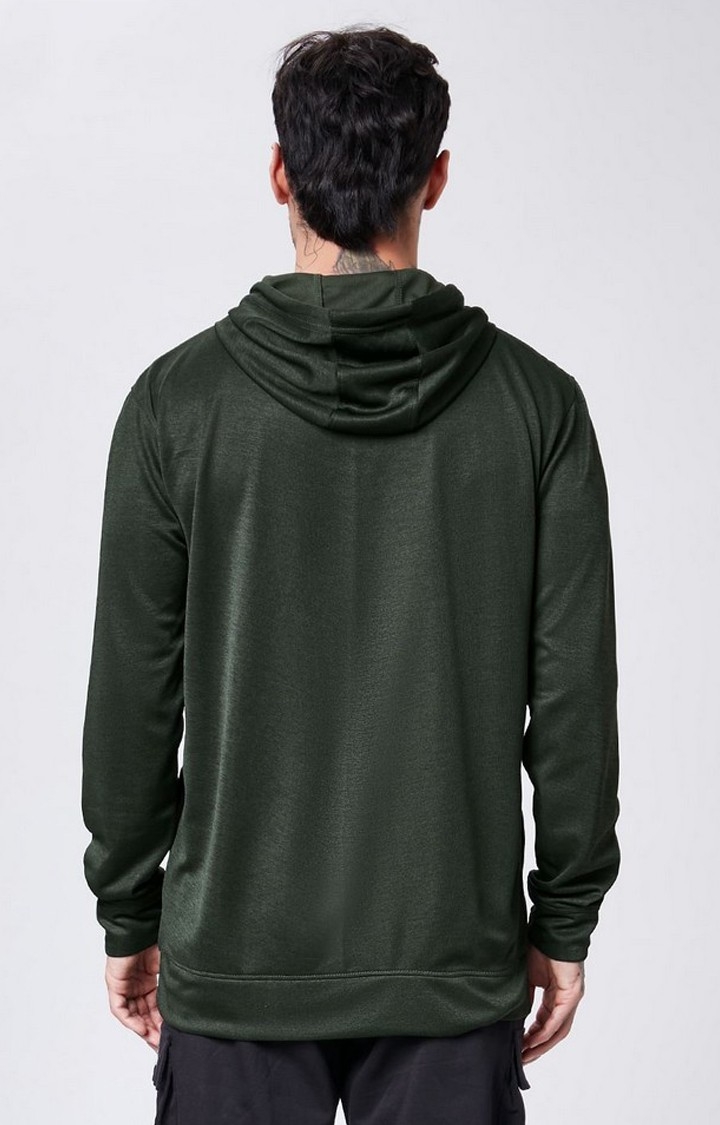 Men's Olive Green Solid Hoodies