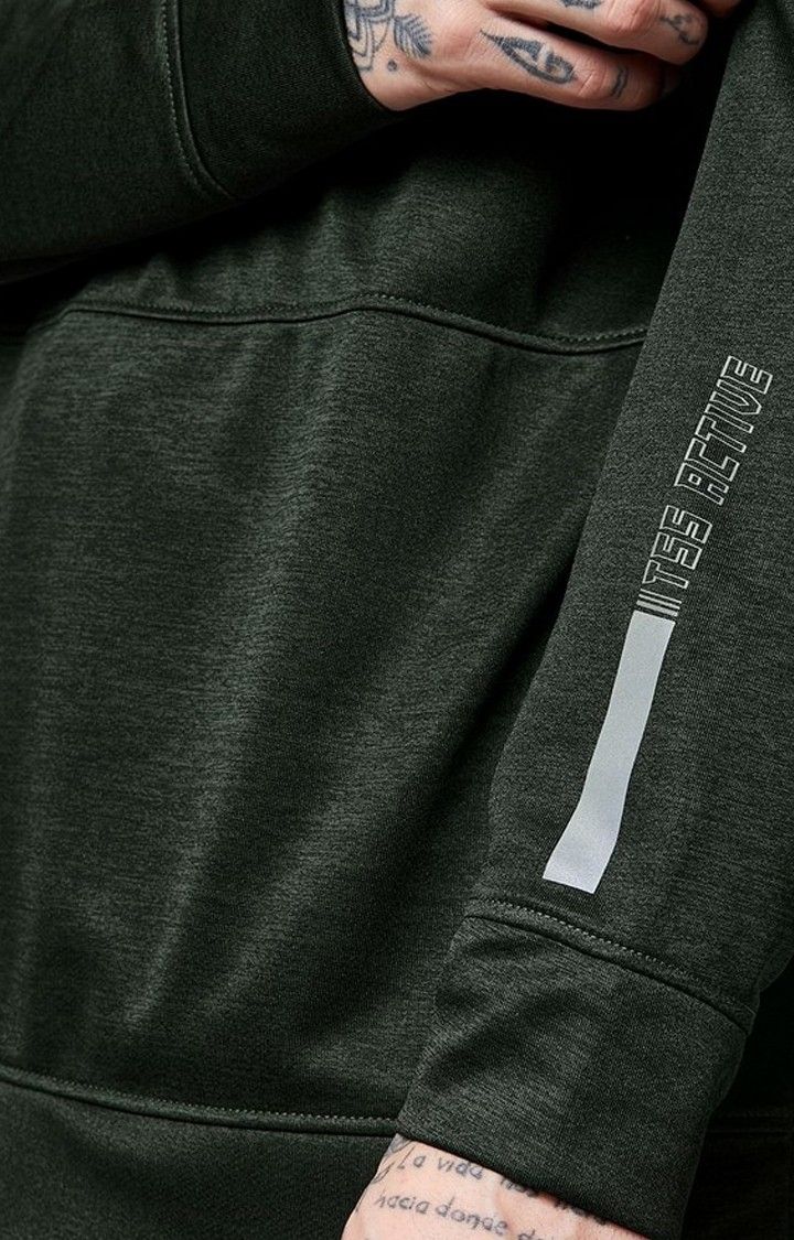 Men's Olive Green Solid Hoodies