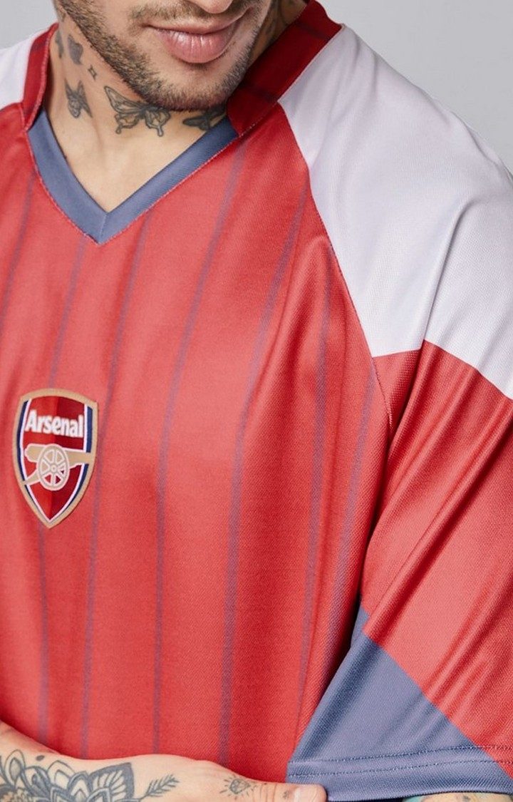 Men's Arsenal FC: Henry 14 Red Printed Oversized T-Shirt
