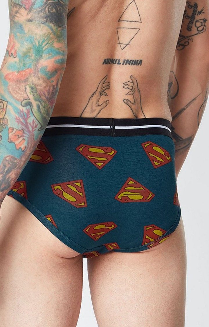 Men's Green Official Superman: Logo Pattern Briefs Underwear