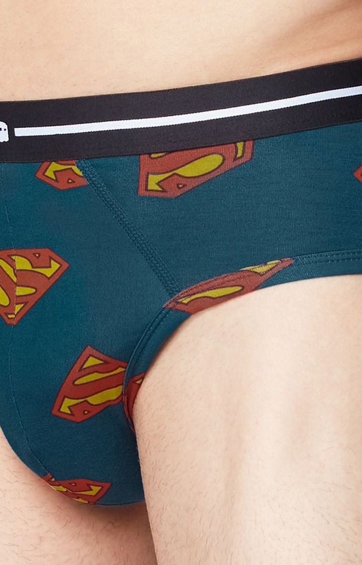 Men's Green Official Superman: Logo Pattern Briefs Underwear