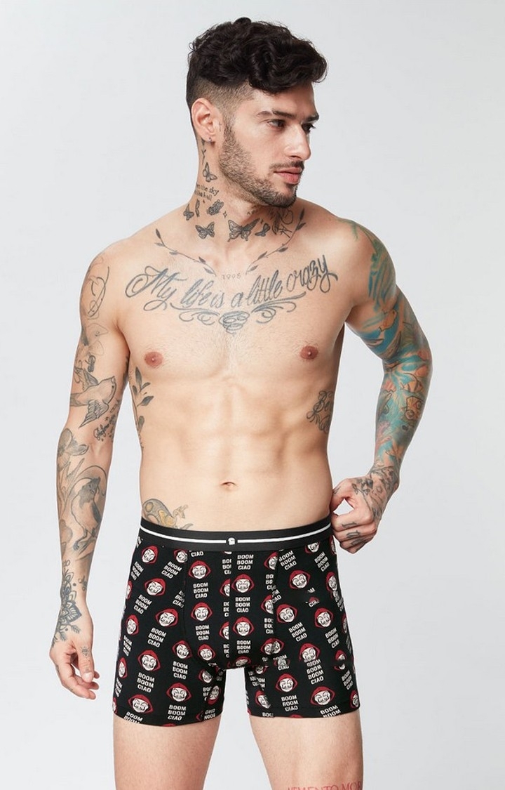 The Souled Store | Men's Black Official Money Heist: Boom Boom Ciao Trunks Underwear