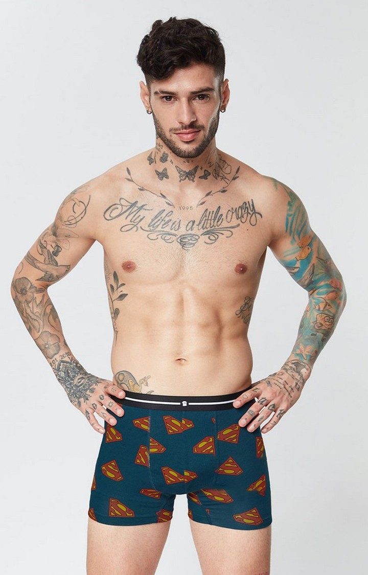 Men's Blue Official Superman: Logo Pattern Trunks Underwear