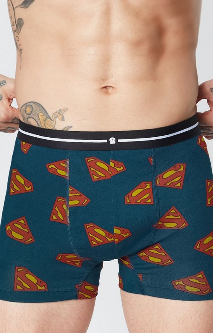 Men's Blue Official Superman: Logo Pattern Trunks Underwear