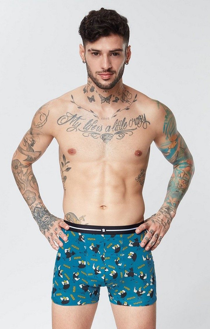 Men's Blue Official Johnny Bravo: Hunk Trunks Underwear