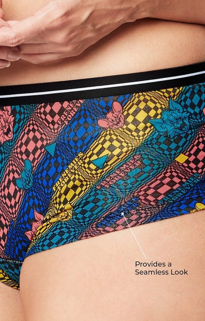 Women's Multicolour Official Tom And Jerry: Trippy Boyshorts