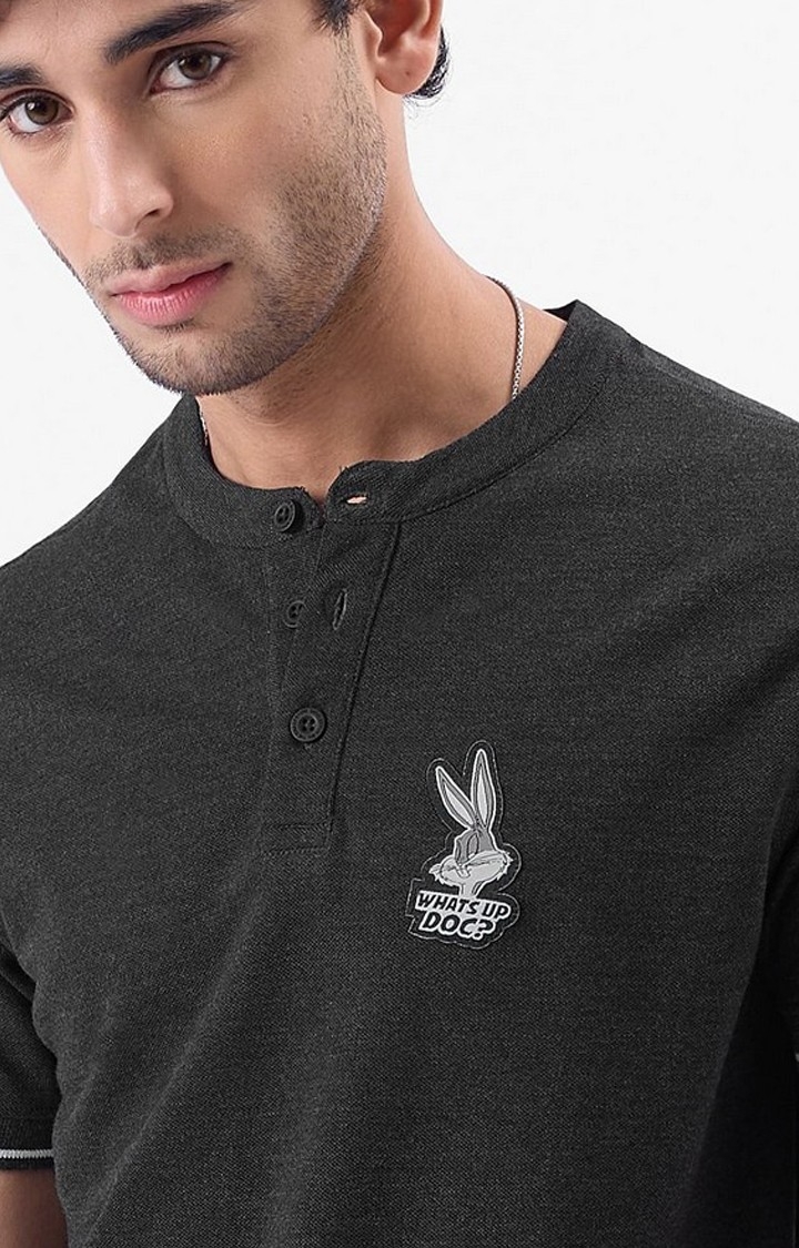Men's Looney Tunes: Bugs Bunny Grey Solid Regular T-Shirt