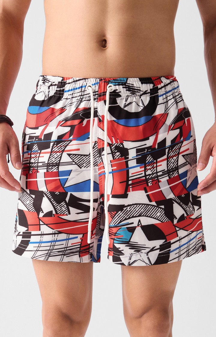 The Souled Store | Men's  Official Captain America: Shield Pattern Beach Shorts