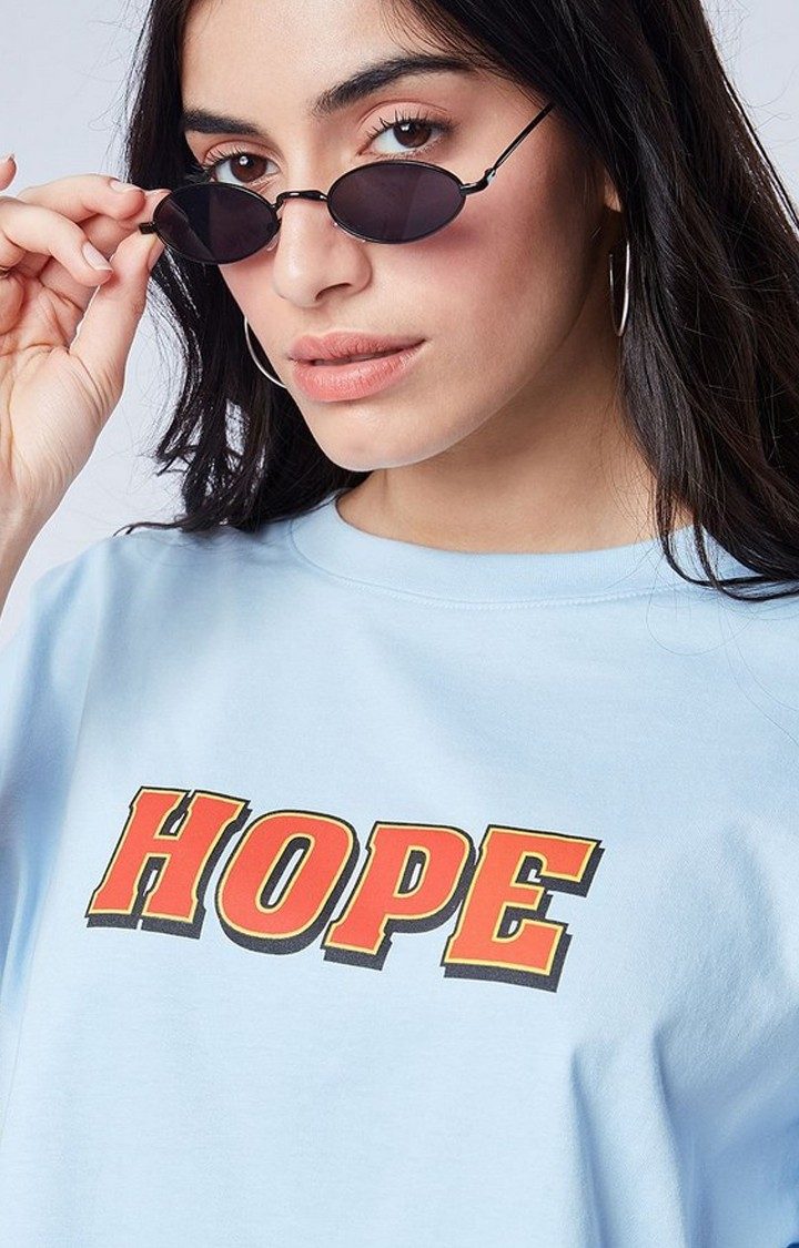 Women's Superman: Hope Blue Graphic Printed Oversized T-Shirt
