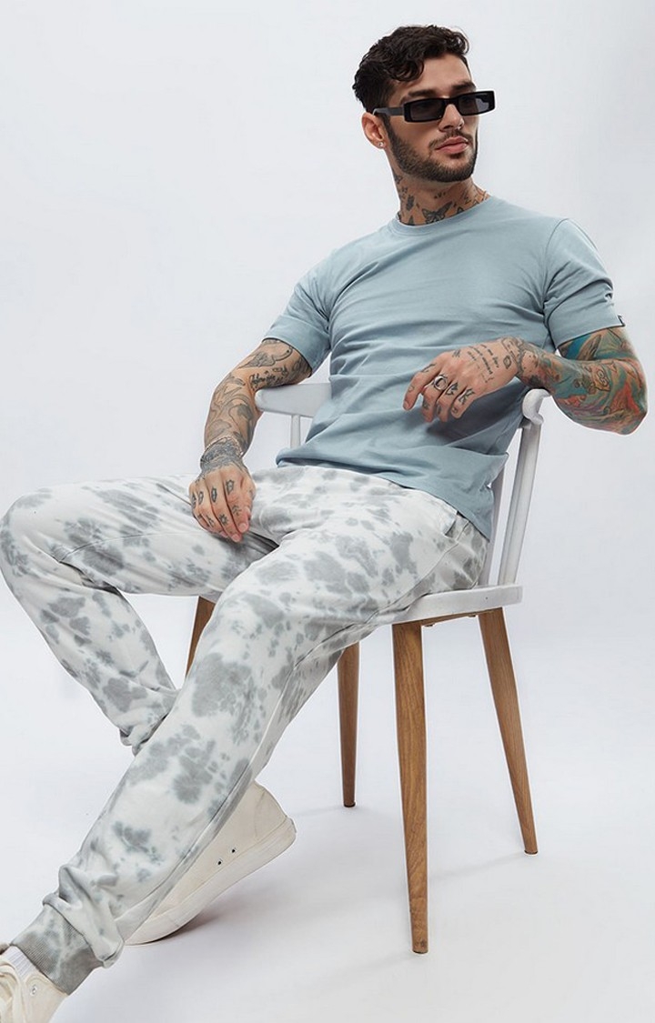 Men's Tie Dye Grey Grey Cotton Tie Dye Joggers