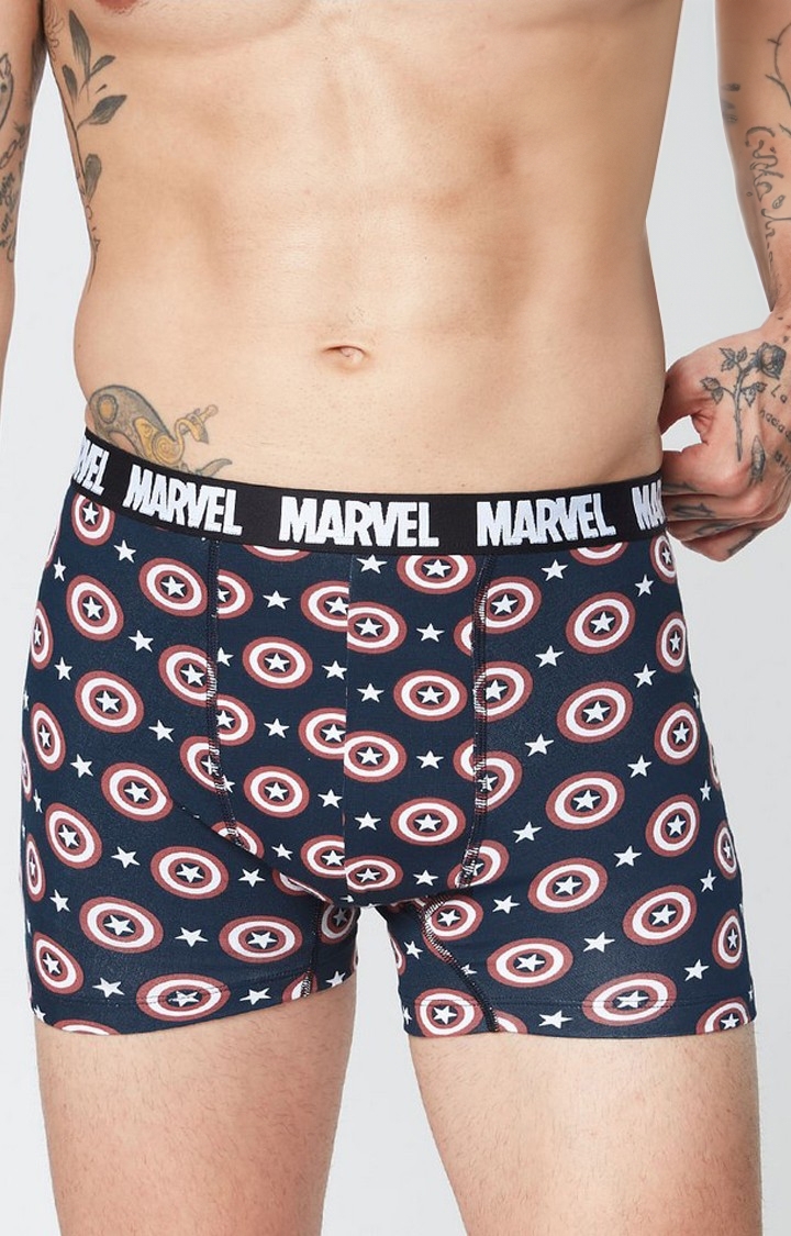 Men's Blue Official Captain America: Logo Pattern Trunks Underwear