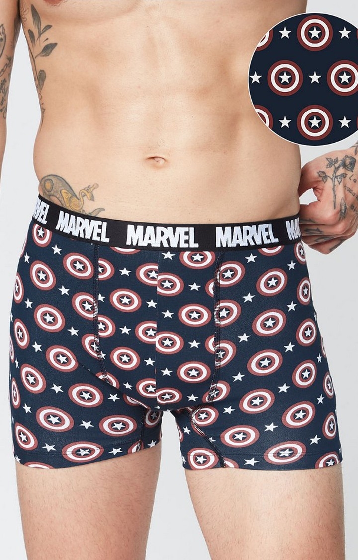 Men's Blue Official Captain America: Logo Pattern Trunks Underwear