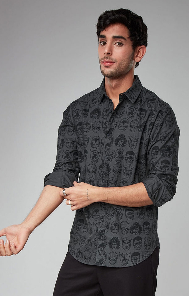 The Souled Store | Men's Marvel: Superheroes Grey Printed Casual Shirt