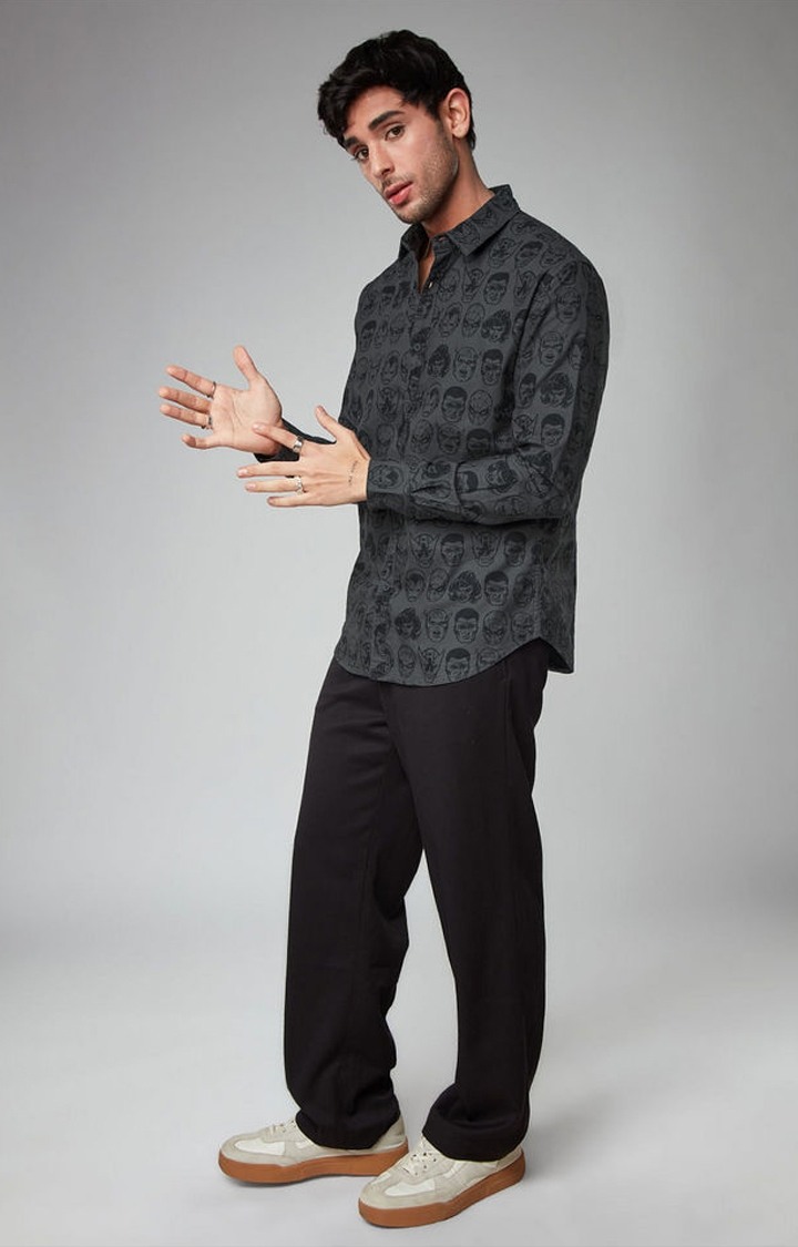 Men's Marvel: Superheroes Grey Printed Casual Shirt