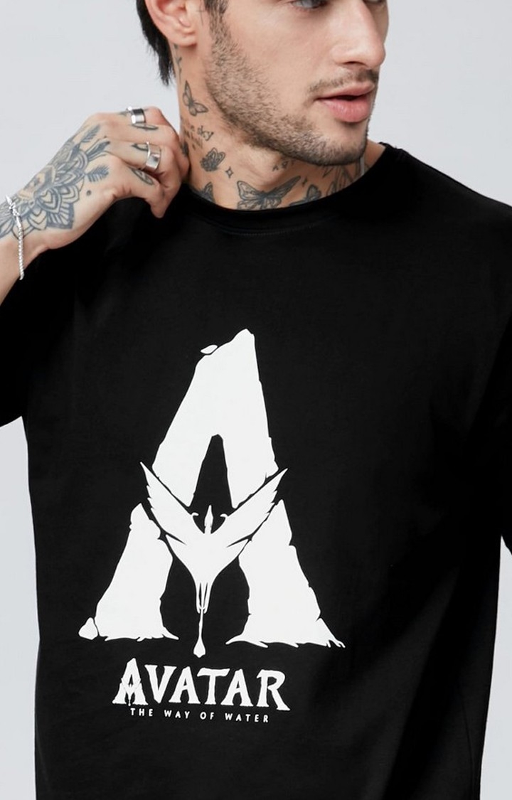 Men's Avatar: Logo (Glow In The Dark) Black Printed Regular T-Shirt