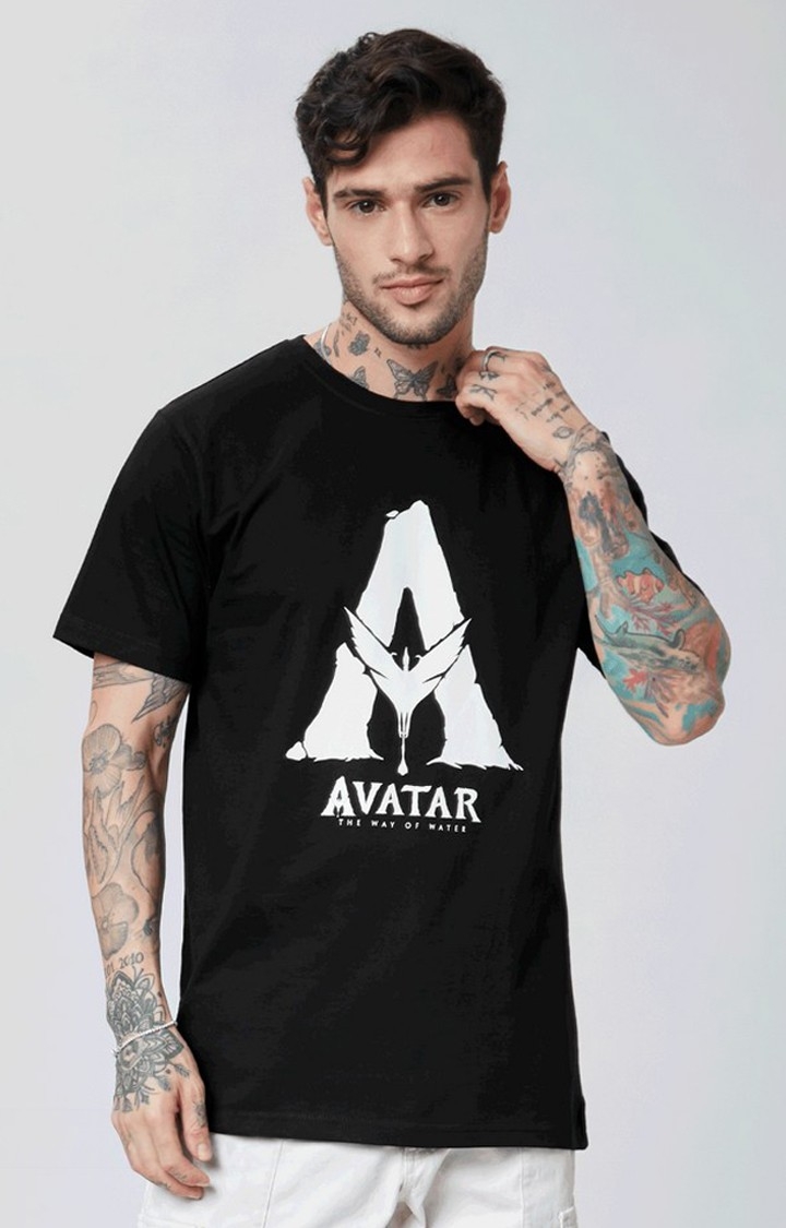 The Souled Store | Men's Avatar: Logo (Glow In The Dark) Black Printed Regular T-Shirt
