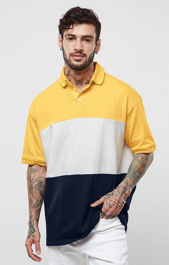 The Souled Store | Men's Multicolour Colourblock Oversized T-Shirt