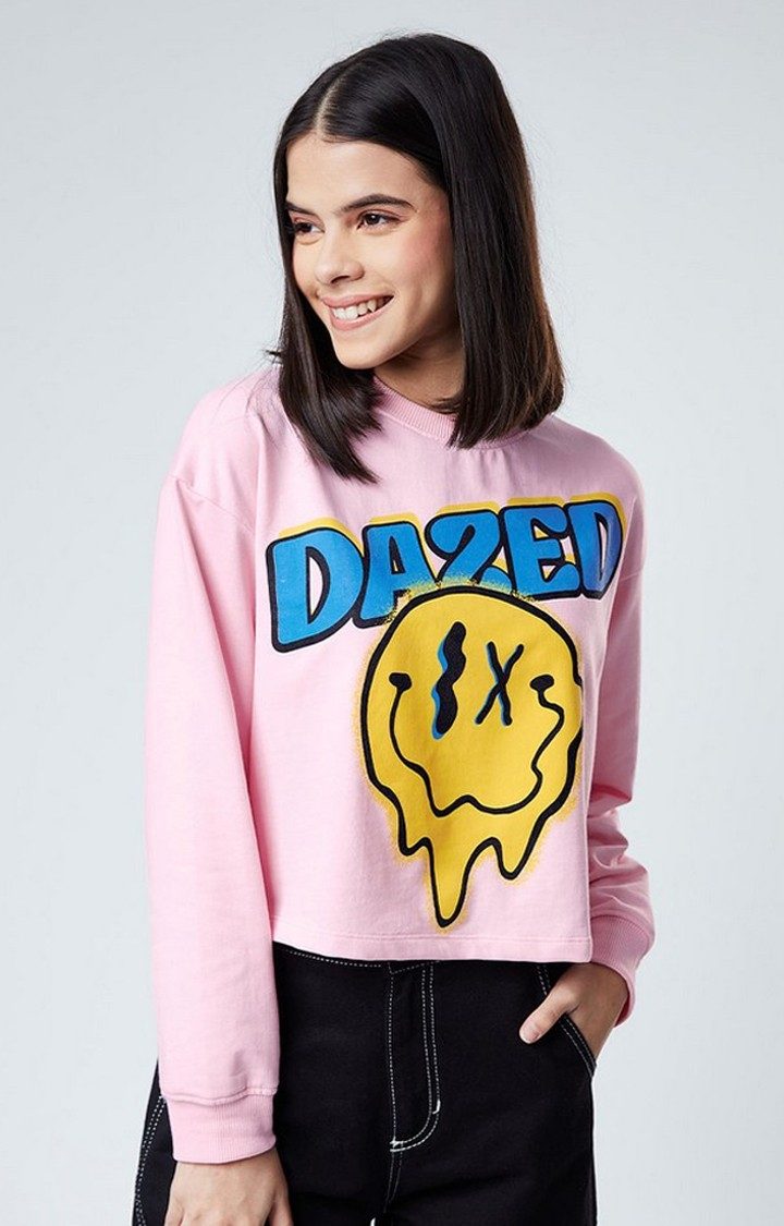 Women's Dazed Pink Printed Sweatshirts