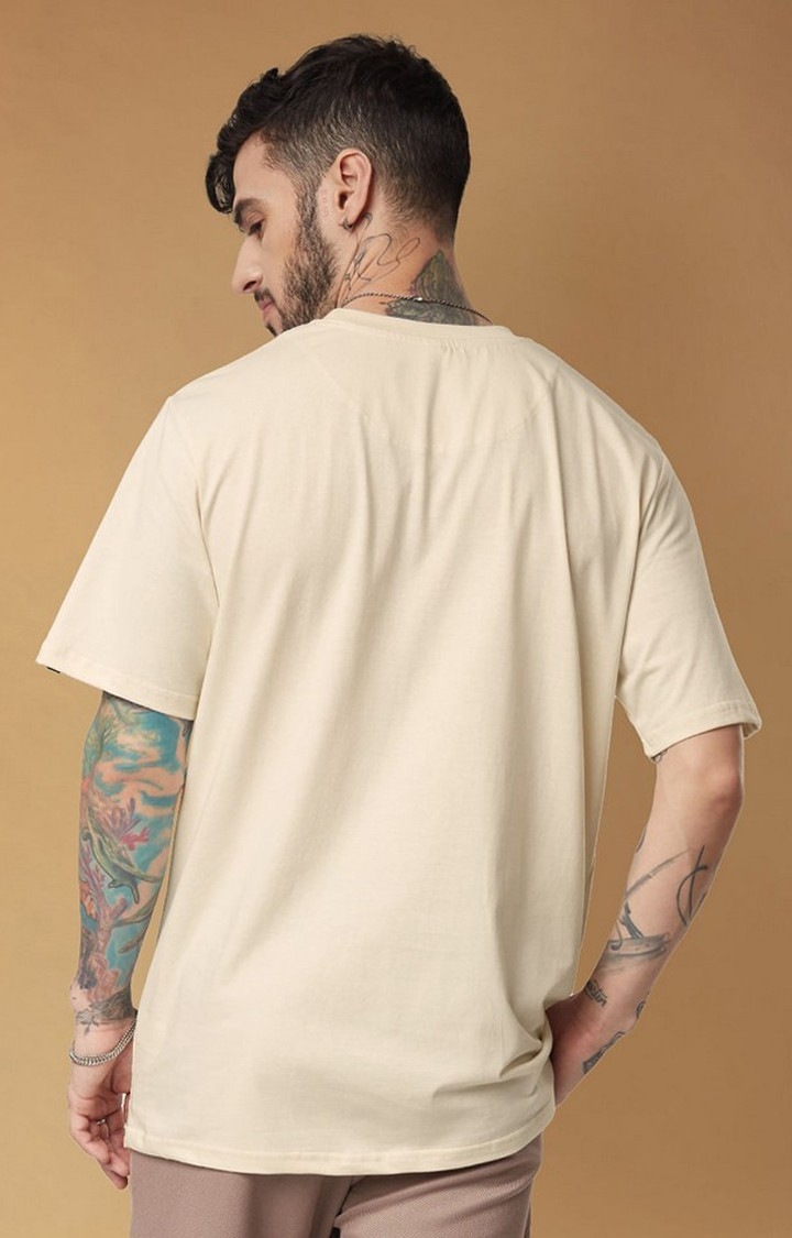 Men's Naruto: Gaara of the Sand Beige Printed Oversized T-Shirt