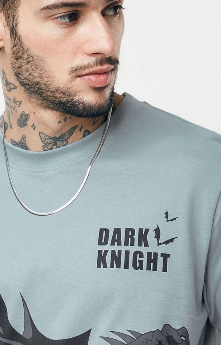Men's Batman: The Dark Knight Grey Printed Regular T-Shirt