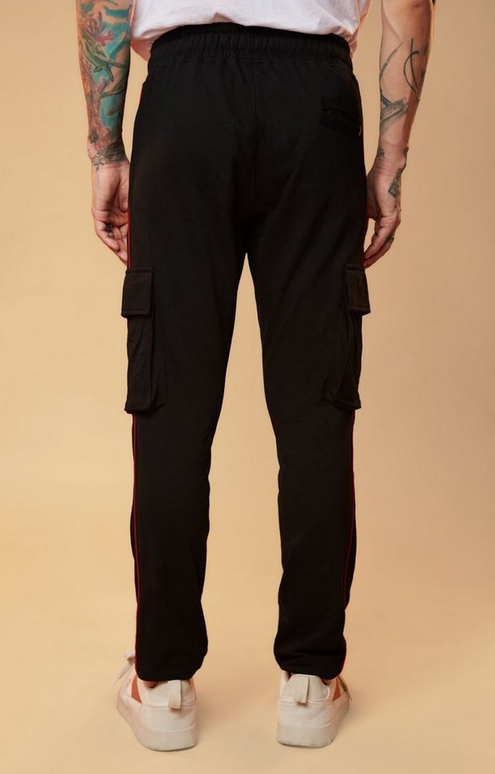 Men's Naruto Akatsuki Symbol Black Cotton Printed Cargo