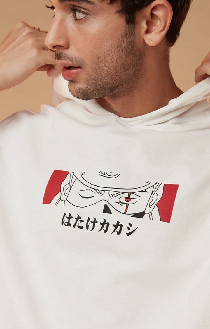Men's Naruto: Kakashi White Printed Hoodies