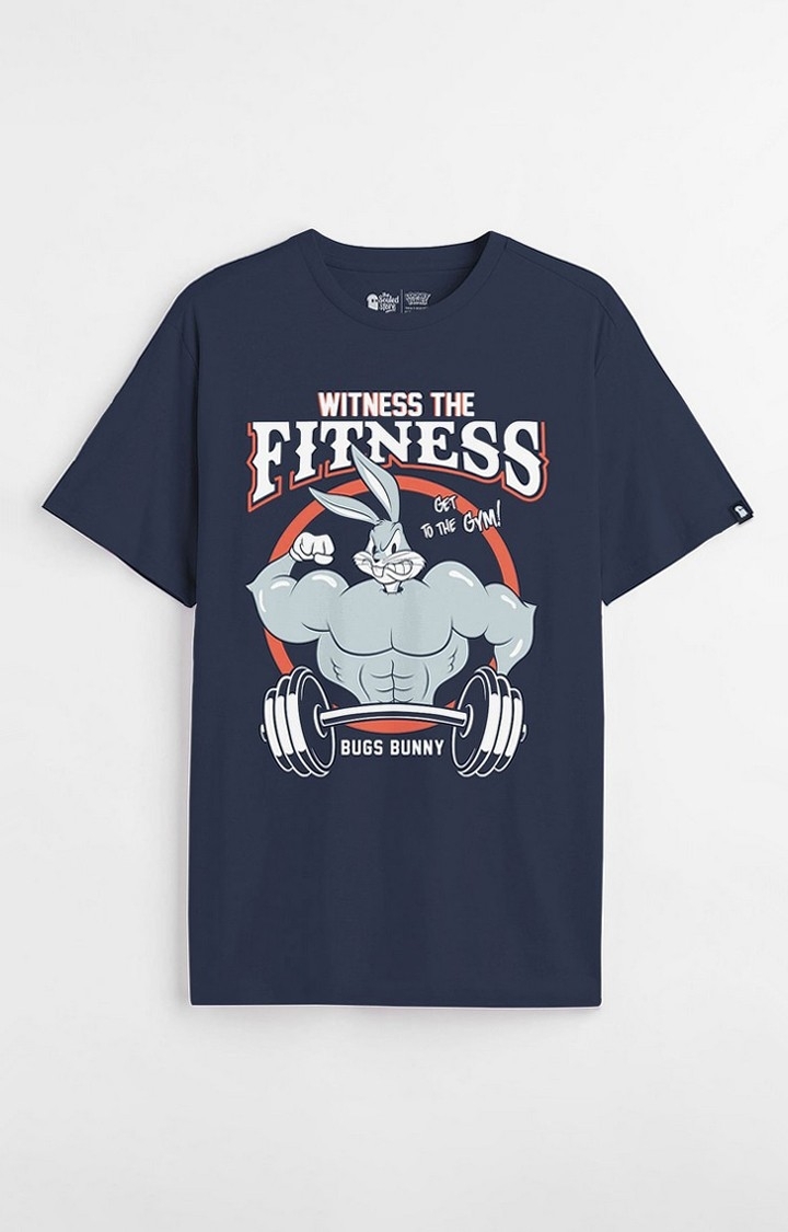 Men's Looney Tunes: Fitness Blue Printed Regular T-Shirt