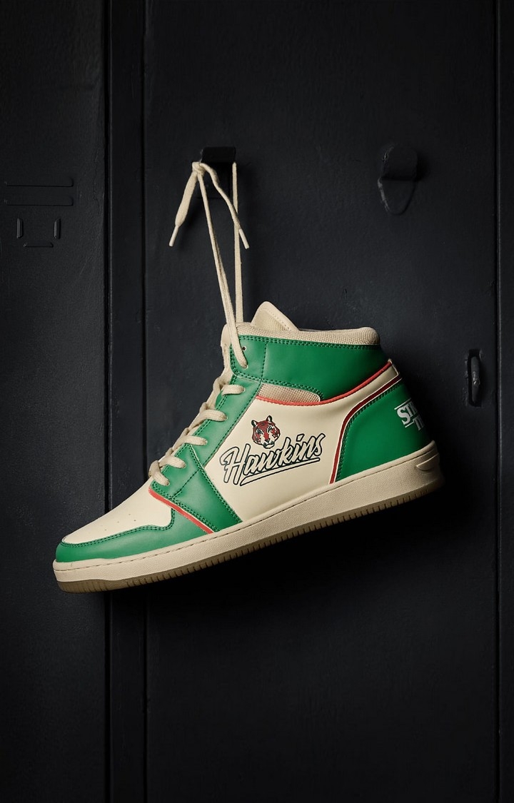 The Souled Store | Men's Stranger Things: Hawkins White & Green Sneakers