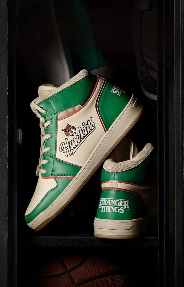 Men s Stranger Things Hawkins White Green Sneakers