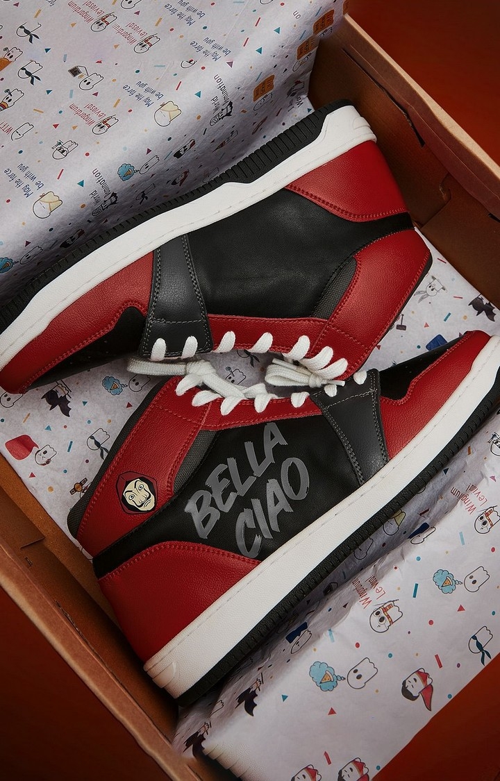 The Souled Store | Men's Money Heist: Bella Ciao Black & Red Sneakers 4