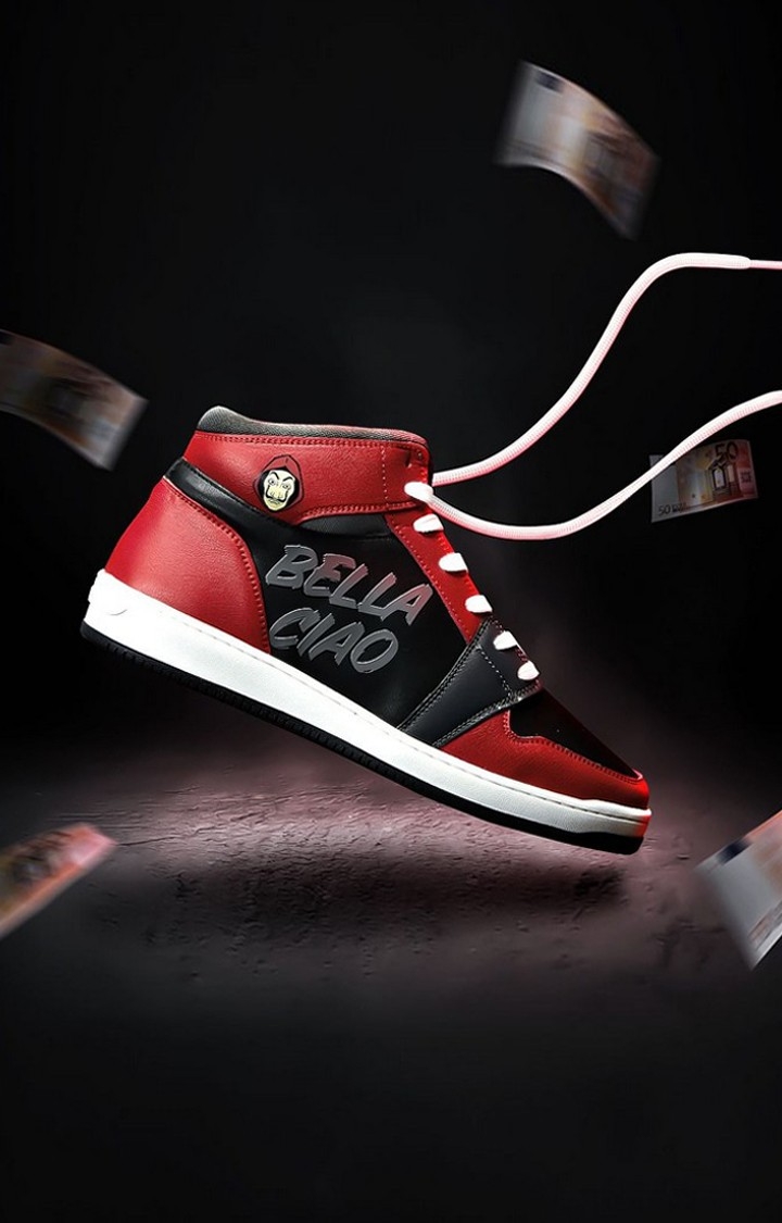 The Souled Store | Men's Money Heist: Bella Ciao Black & Red Sneakers 0