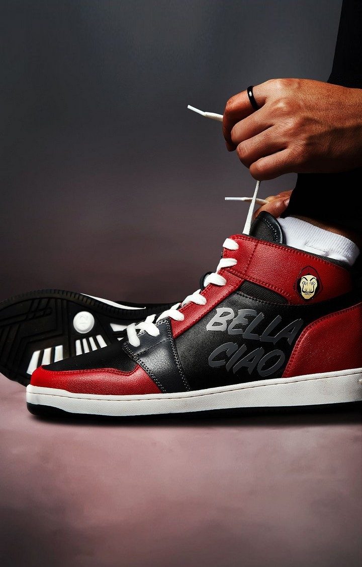 Men's Money Heist: Bella Ciao Black & Red Sneakers