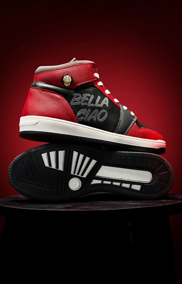 The Souled Store | Men's Money Heist: Bella Ciao Black & Red Sneakers 2