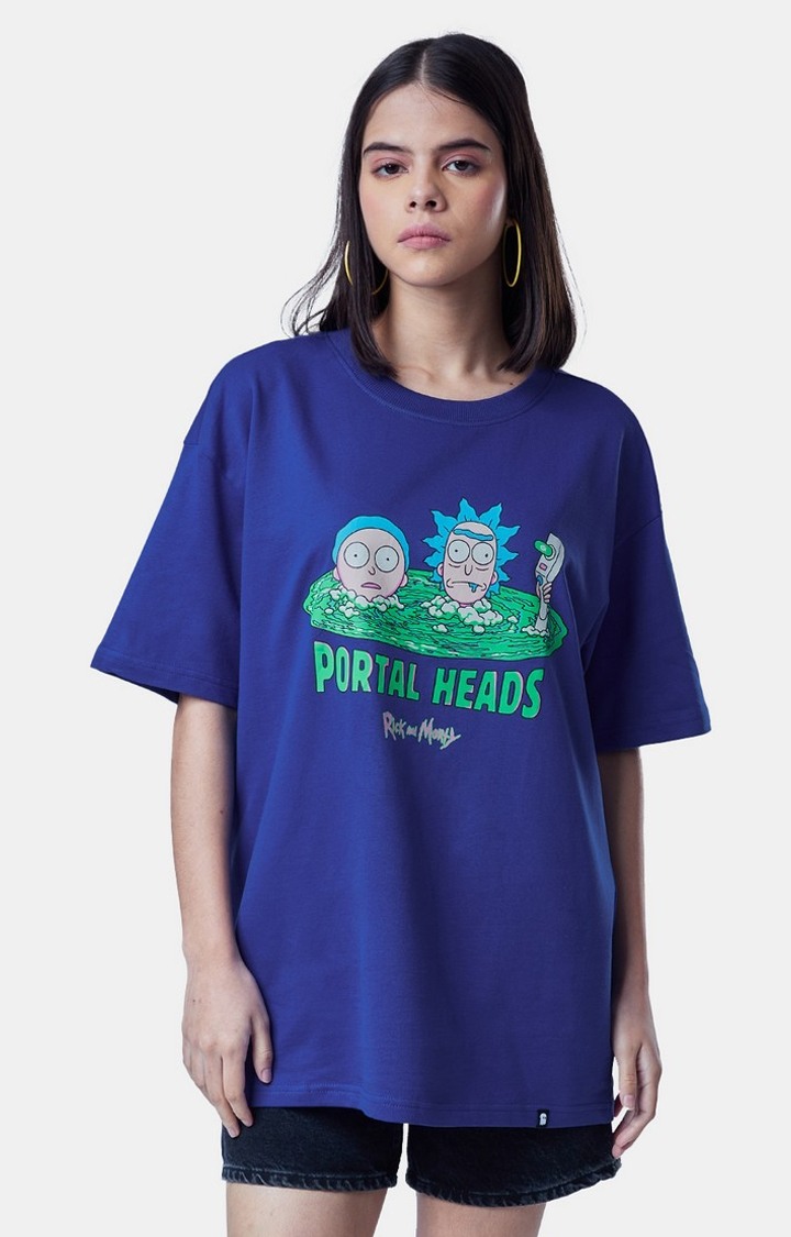 Women's Official Rick & Morty Portal Heads Oversized T-Shirts