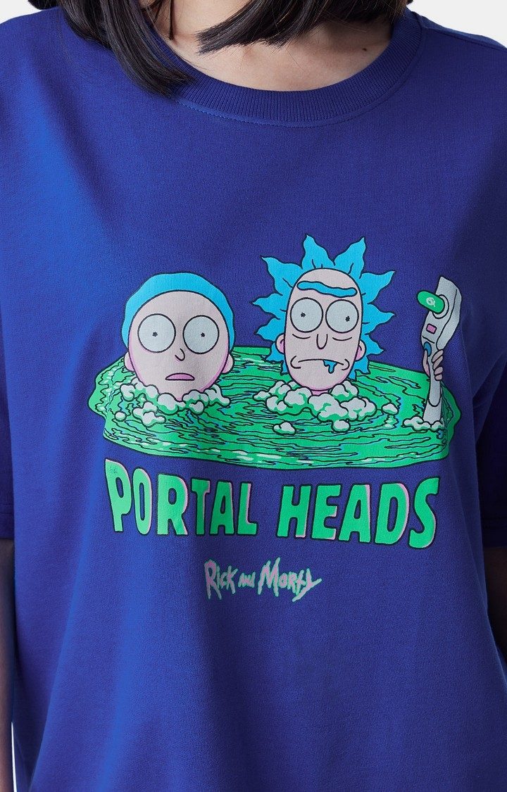 Women's Official Rick & Morty Portal Heads Oversized T-Shirts