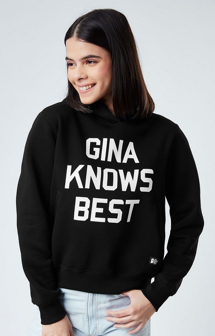 Women's Brooklyn Nine-Nine: Gina Knows Best Black Typographic Printed Hoodies