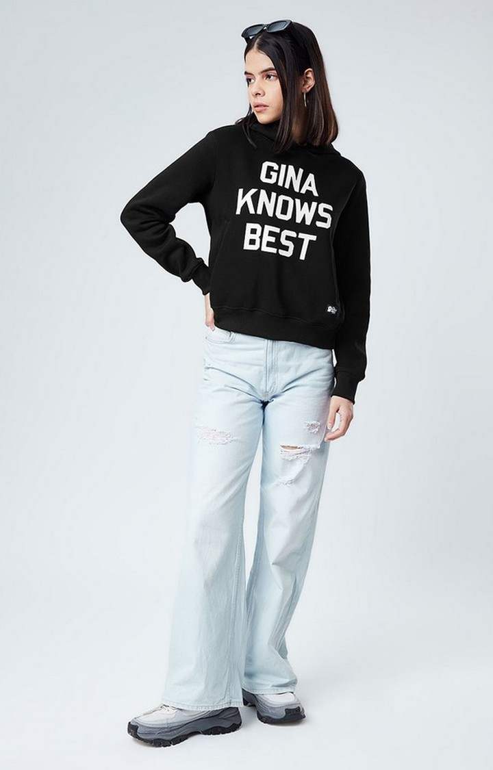 Women's Brooklyn Nine-Nine: Gina Knows Best Black Typographic Printed Hoodies