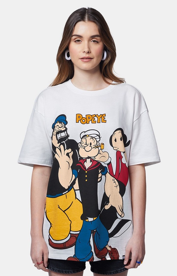 Women's Official Popeye Sailor Crew Oversized T-Shirts