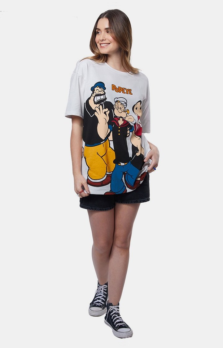 Women's Official Popeye Sailor Crew Oversized T-Shirts