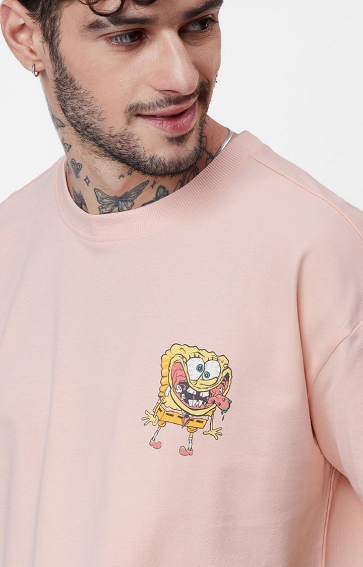 Men's SpongeBob: Ok Boomer Pink Printed Oversized T-Shirt
