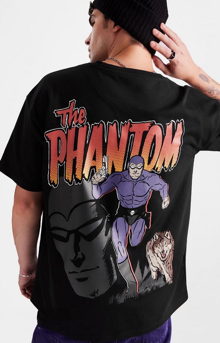 Men's The Phantom Black Printed Oversized T-Shirt